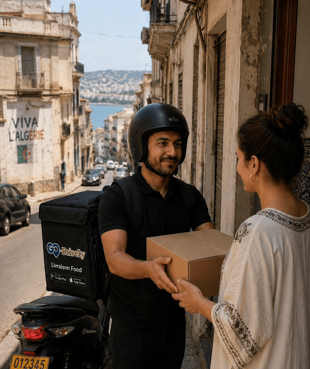 Go-Drively courier handing over an order